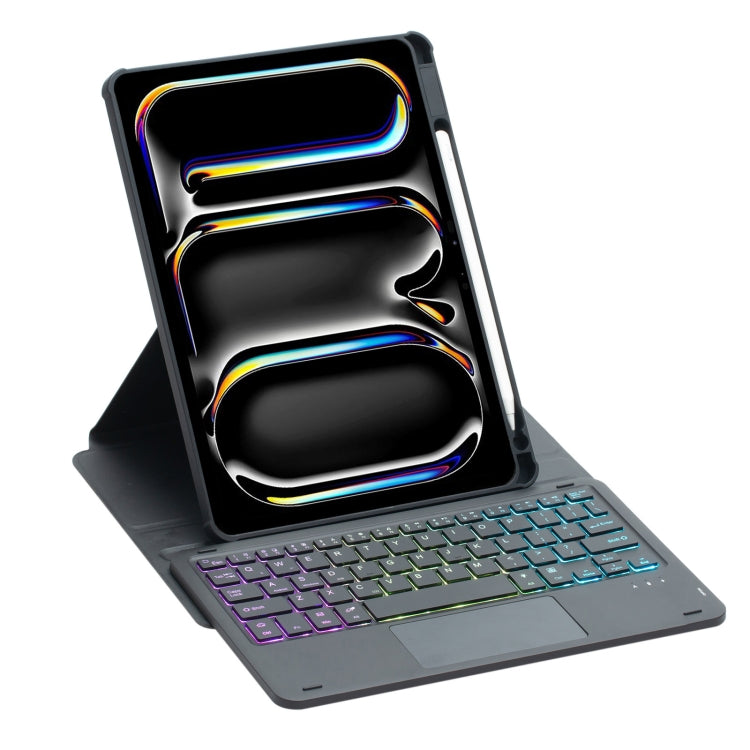 For iPad Pro 11 2024 L13-AS 360 Rotation Acrylic Transparent Bluetooth Keyboard Leather Case With Touch Control / Backlight(Black) - For iPad Pro by buy2fix | Online Shopping UK | buy2fix