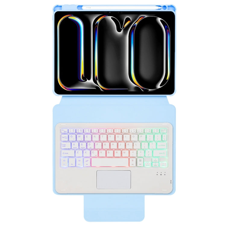 For iPad Pro 11 2024 L13-AS 360 Rotation Acrylic Transparent Bluetooth Keyboard Leather Case With Touch Control / Backlight(Blue) - For iPad Pro by buy2fix | Online Shopping UK | buy2fix