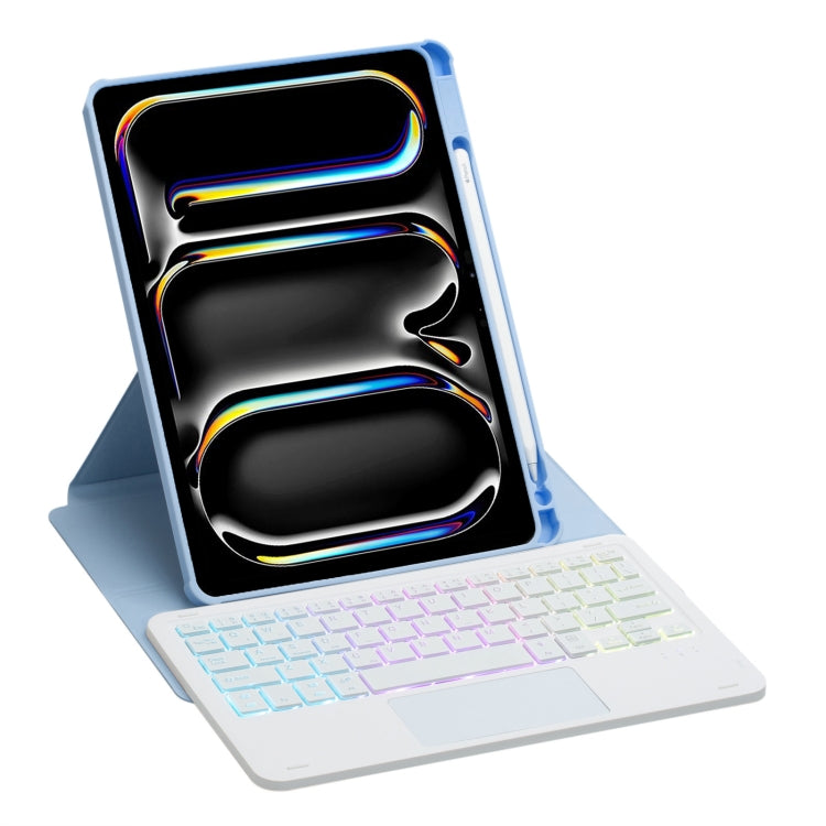 For iPad Pro 11 2024 L13-AS 360 Rotation Acrylic Transparent Bluetooth Keyboard Leather Case With Touch Control / Backlight(Blue) - For iPad Pro by buy2fix | Online Shopping UK | buy2fix