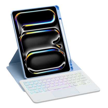 For iPad Pro 11 2024 L13-AS 360 Rotation Acrylic Transparent Bluetooth Keyboard Leather Case With Touch Control / Backlight(Blue) - For iPad Pro by buy2fix | Online Shopping UK | buy2fix