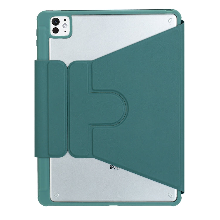 For iPad Pro 11 2024 L13-AS 360 Rotation Acrylic Transparent Bluetooth Keyboard Leather Case With Touch Control / Backlight(Green) - For iPad Pro by buy2fix | Online Shopping UK | buy2fix