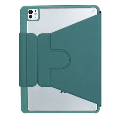 For iPad Pro 11 2024 L13-AS 360 Rotation Acrylic Transparent Bluetooth Keyboard Leather Case With Touch Control / Backlight(Green) - For iPad Pro by buy2fix | Online Shopping UK | buy2fix