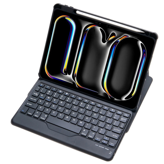 For iPad Pro 11 2024 L13-B 360 Rotation Acrylic Transparent Bluetooth Keyboard Leather Case(Black) - For iPad Pro by buy2fix | Online Shopping UK | buy2fix