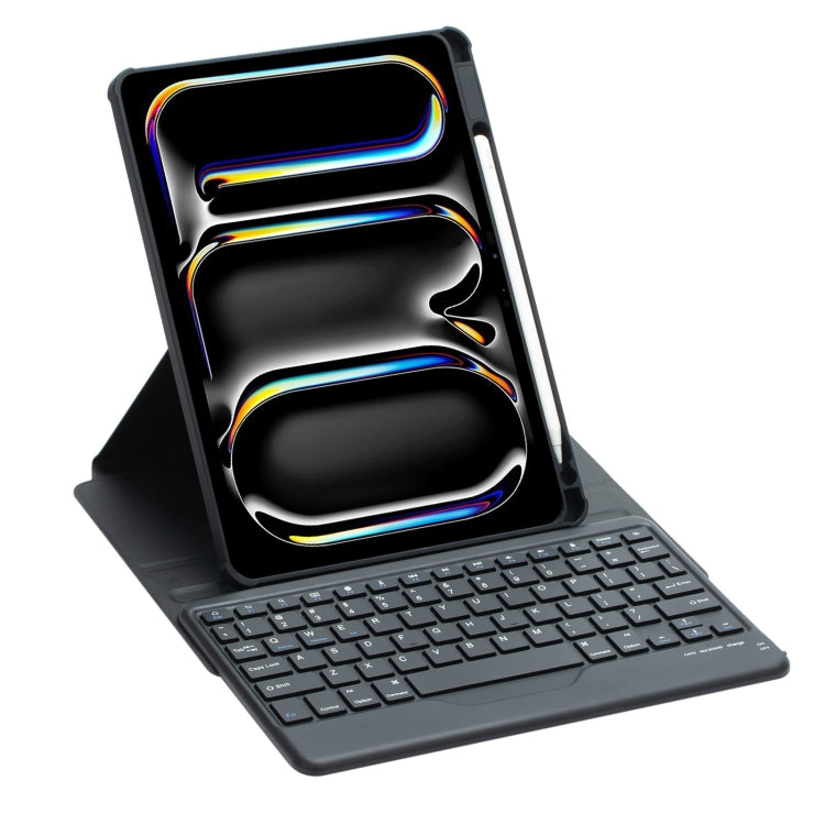 For iPad Pro 11 2024 L13-B 360 Rotation Acrylic Transparent Bluetooth Keyboard Leather Case(Black) - For iPad Pro by buy2fix | Online Shopping UK | buy2fix