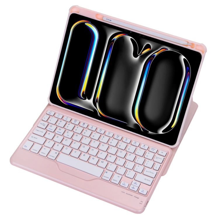 For iPad Pro 11 2024 L13-B 360 Rotation Acrylic Transparent Bluetooth Keyboard Leather Case(Pink) - For iPad Pro by buy2fix | Online Shopping UK | buy2fix