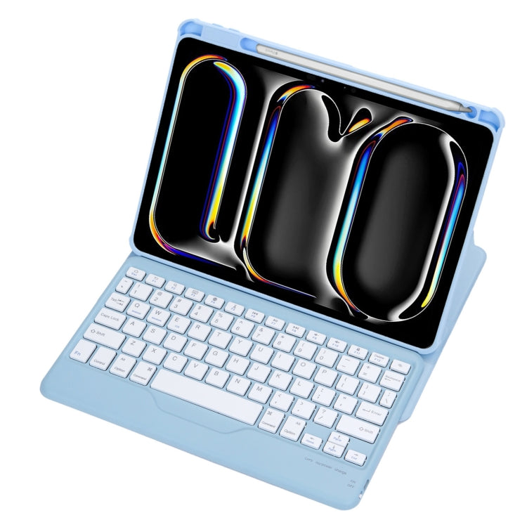 For iPad Pro 11 2024 L13-B 360 Rotation Acrylic Transparent Bluetooth Keyboard Leather Case(Blue) - For iPad Pro by buy2fix | Online Shopping UK | buy2fix