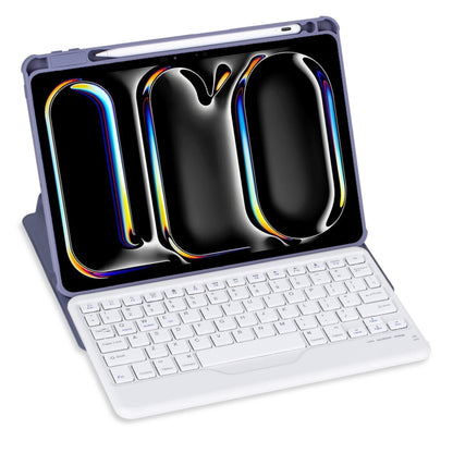 For iPad Pro 11 2024 L13-B 360 Rotation Acrylic Transparent Bluetooth Keyboard Leather Case(Purple) - For iPad Pro by buy2fix | Online Shopping UK | buy2fix