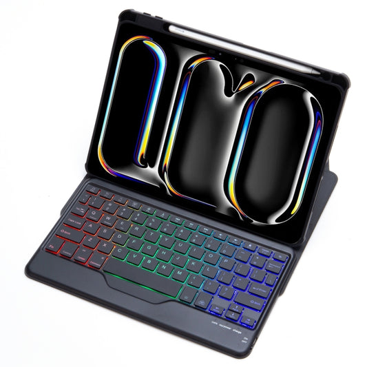 For iPad Pro 11 2024 L13-BS 360 Rotation Acrylic Transparent Bluetooth Keyboard Leather Case with Backlight(Black) - For iPad Pro by buy2fix | Online Shopping UK | buy2fix