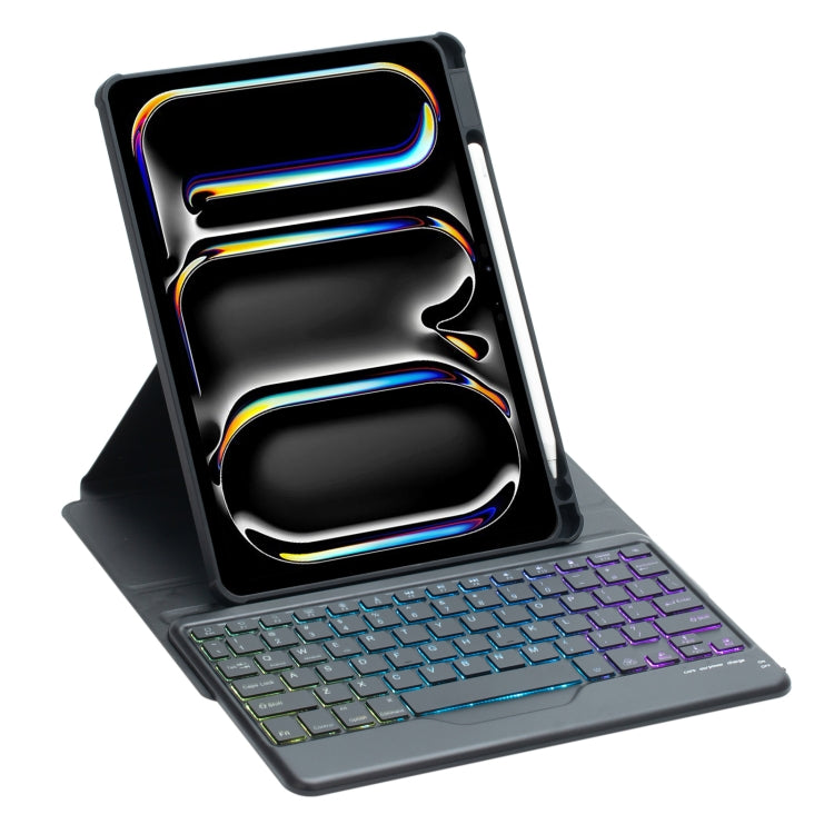 For iPad Pro 11 2024 L13-BS 360 Rotation Acrylic Transparent Bluetooth Keyboard Leather Case with Backlight(Black) - For iPad Pro by buy2fix | Online Shopping UK | buy2fix