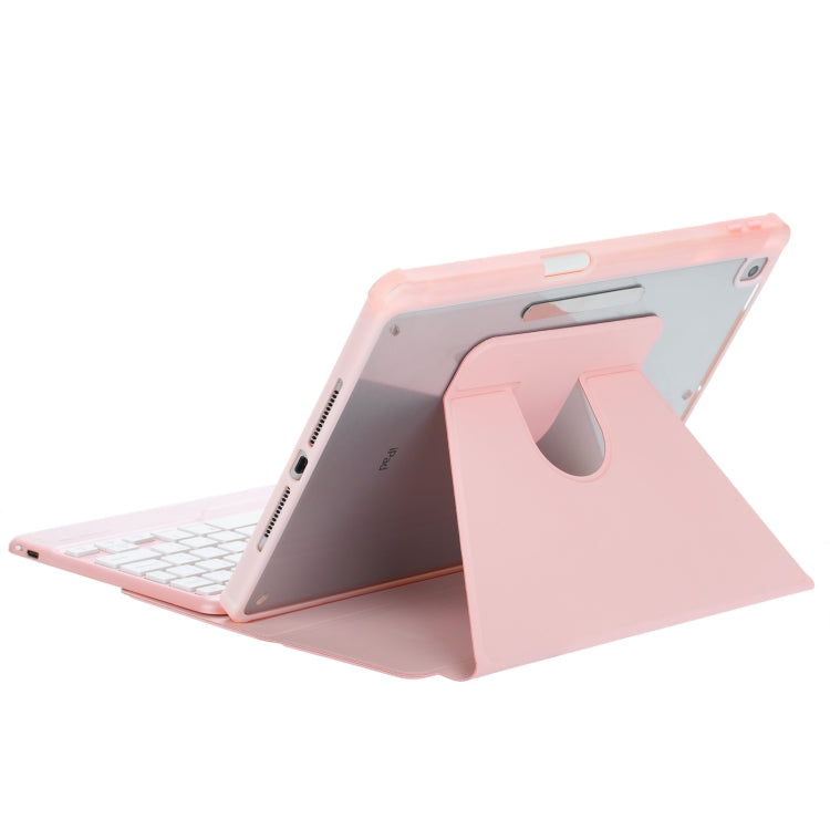 For iPad Pro 11 2024 L13-BS 360 Rotation Acrylic Transparent Bluetooth Keyboard Leather Case with Backlight(Pink) - For iPad Pro by buy2fix | Online Shopping UK | buy2fix
