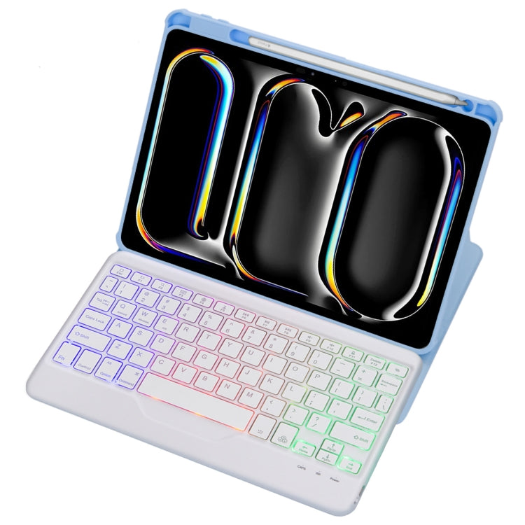 For iPad Pro 11 2024 L13-BS 360 Rotation Acrylic Transparent Bluetooth Keyboard Leather Case with Backlight(Blue) - For iPad Pro by buy2fix | Online Shopping UK | buy2fix