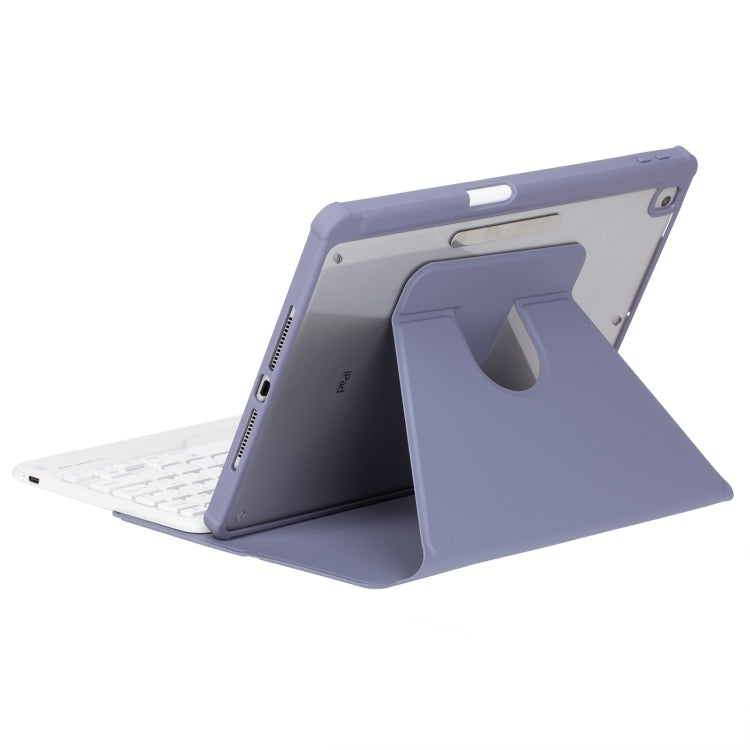 For iPad Pro 11 2024 L13-BS 360 Rotation Acrylic Transparent Bluetooth Keyboard Leather Case with Backlight(Purple) - For iPad Pro by buy2fix | Online Shopping UK | buy2fix