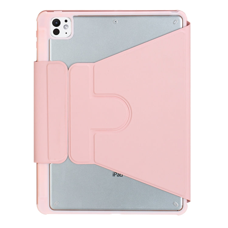 For iPad Pro 11 2024 YL13 360 Rotation Acrylic Transparent Round Keycap Bluetooth Keyboard Leather Case(Pink) - For iPad Pro by buy2fix | Online Shopping UK | buy2fix