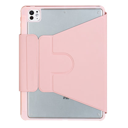 For iPad Pro 11 2024 YL13 360 Rotation Acrylic Transparent Round Keycap Bluetooth Keyboard Leather Case(Pink) - For iPad Pro by buy2fix | Online Shopping UK | buy2fix