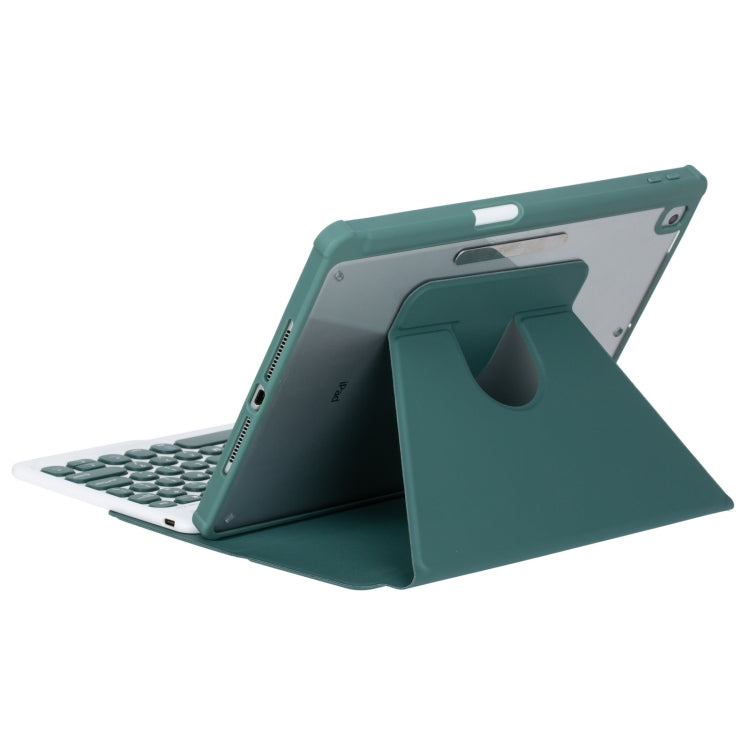For iPad Pro 11 2024 YL13 360 Rotation Acrylic Transparent Round Keycap Bluetooth Keyboard Leather Case(Green) - For iPad Pro by buy2fix | Online Shopping UK | buy2fix