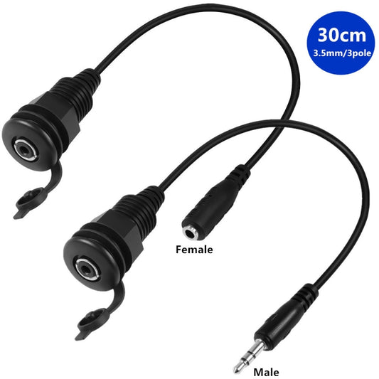 3.5mmTRS Stereo Thread Fixed Embedded Ground Plug Panel Audio Cable, Length: 0.3m(Male to Female) - Video & Audio Cable by buy2fix | Online Shopping UK | buy2fix