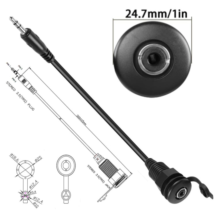3.5mmTRS Stereo Thread Fixed Embedded Ground Plug Panel Audio Cable, Length: 0.3m(Female to Female) - Video & Audio Cable by buy2fix | Online Shopping UK | buy2fix