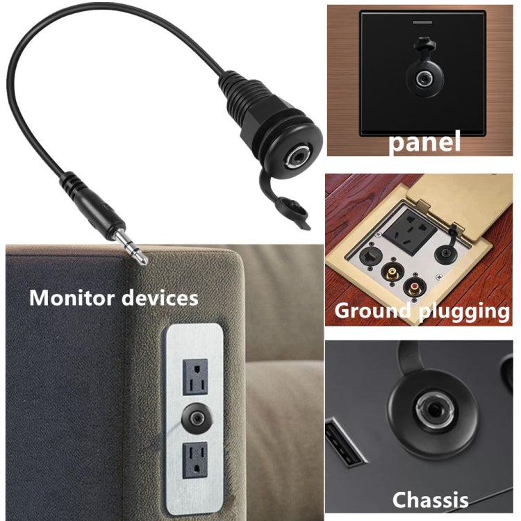 3.5mmTRS Stereo Thread Fixed Embedded Ground Plug Panel Audio Cable, Length: 0.3m(Female to Female) - Video & Audio Cable by buy2fix | Online Shopping UK | buy2fix