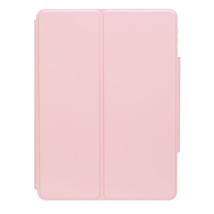 For iPad Pro 11 2024 YL13-A 360 Rotation Acrylic Transparent Round Keycap Bluetooth Keyboard Leather Case With Touch Control(Pink) - For iPad Pro by buy2fix | Online Shopping UK | buy2fix
