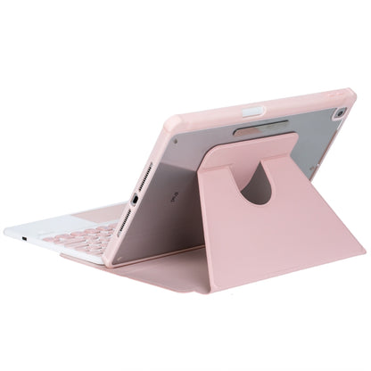For iPad Pro 11 2024 YL13-A 360 Rotation Acrylic Transparent Round Keycap Bluetooth Keyboard Leather Case With Touch Control(Pink) - For iPad Pro by buy2fix | Online Shopping UK | buy2fix