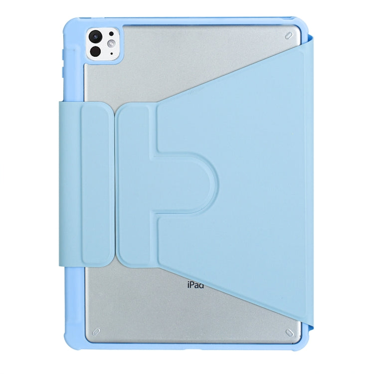 For iPad Pro 11 2024 YL13-A 360 Rotation Acrylic Transparent Round Keycap Bluetooth Keyboard Leather Case With Touch Control(Blue) - For iPad Pro by buy2fix | Online Shopping UK | buy2fix