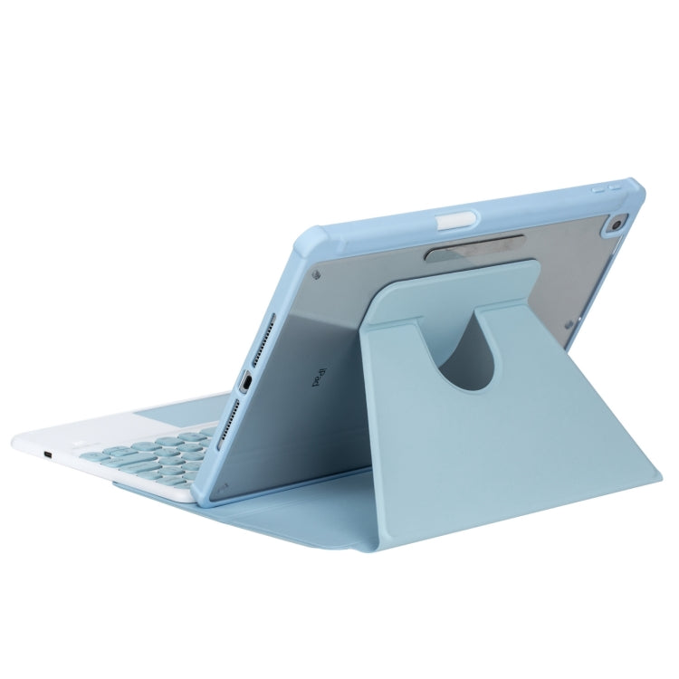 For iPad Pro 11 2024 YL13-A 360 Rotation Acrylic Transparent Round Keycap Bluetooth Keyboard Leather Case With Touch Control(Blue) - For iPad Pro by buy2fix | Online Shopping UK | buy2fix
