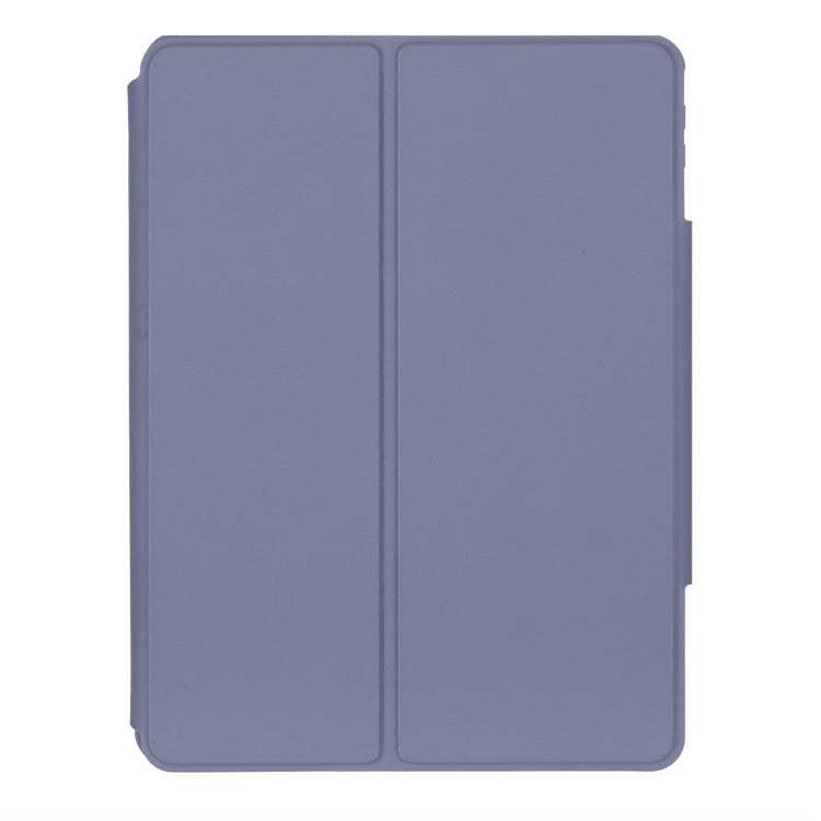For iPad Pro 11 2024 YL13-A 360 Rotation Acrylic Transparent Round Keycap Bluetooth Keyboard Leather Case With Touch Control(Purple) - For iPad Pro by buy2fix | Online Shopping UK | buy2fix