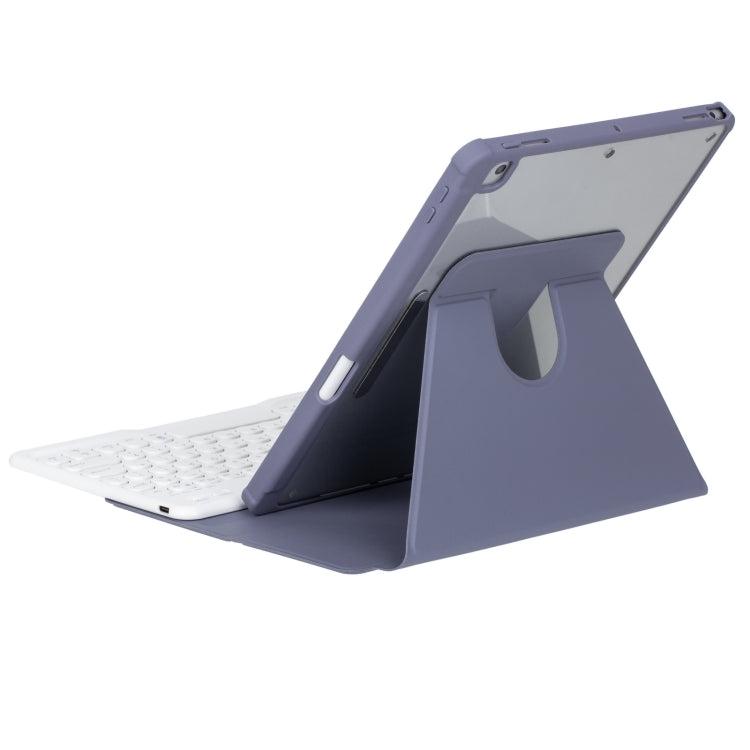 For iPad Pro 11 2024 YL13-A 360 Rotation Acrylic Transparent Round Keycap Bluetooth Keyboard Leather Case With Touch Control(Purple) - For iPad Pro by buy2fix | Online Shopping UK | buy2fix