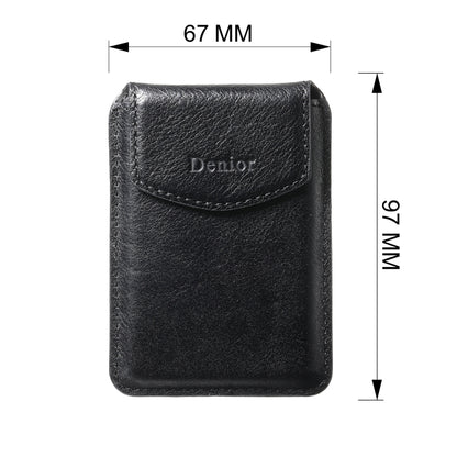 Denior V14 MagSafe Magnetic Phone Genuine Leather Card Sleeve(Black) - Adhesive Card Holders by Denior | Online Shopping UK | buy2fix