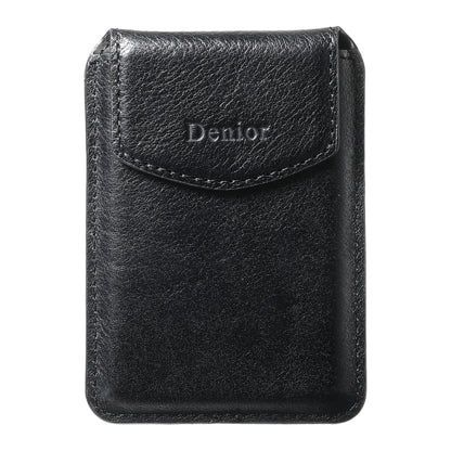 Denior V14 MagSafe Magnetic Phone Genuine Leather Card Sleeve(Black) - Adhesive Card Holders by Denior | Online Shopping UK | buy2fix
