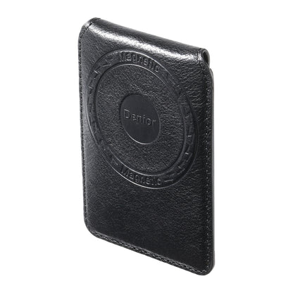 Denior V14 MagSafe Magnetic Phone Genuine Leather Card Sleeve(Black) - Adhesive Card Holders by Denior | Online Shopping UK | buy2fix