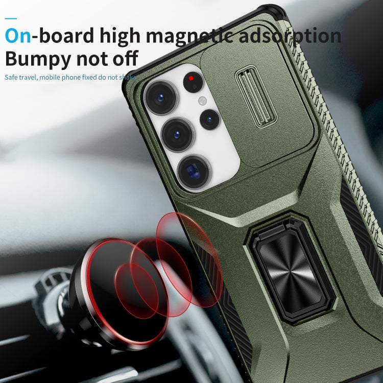 For Samsung Galaxy S25 Ultra 5G Sliding Camshield Holder Phone Case(Alpine Green) by buy2fix