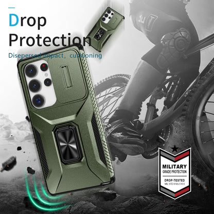 For Samsung Galaxy S25 Ultra 5G Sliding Camshield Holder Phone Case(Alpine Green) by buy2fix