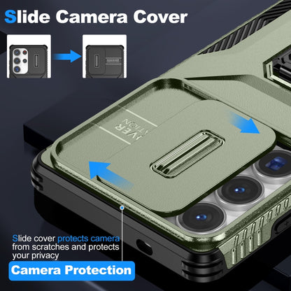 For Samsung Galaxy S25 Ultra 5G Sliding Camshield Holder Phone Case(Alpine Green) by buy2fix