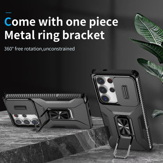 For Samsung Galaxy S25 Ultra 5G Sliding Camshield Holder Phone Case(Black) by buy2fix