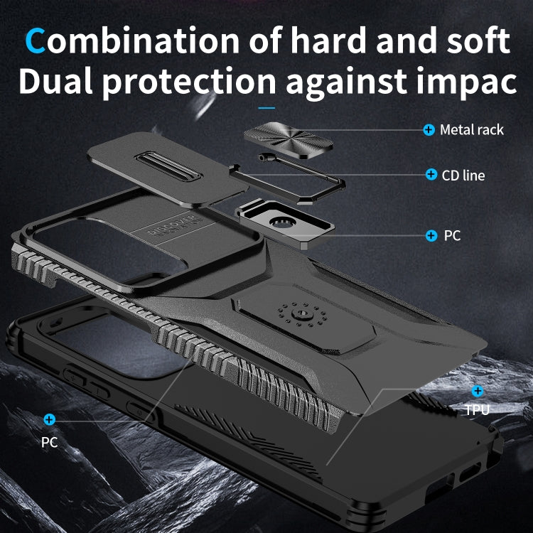 For Samsung Galaxy S25 Ultra 5G Sliding Camshield Holder Phone Case(Black) by buy2fix