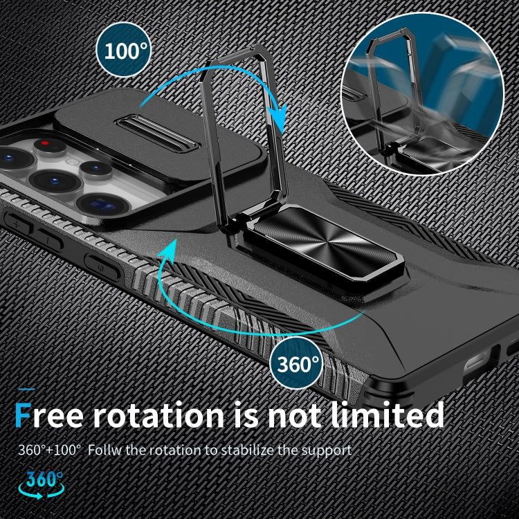 For Samsung Galaxy S25 Ultra 5G Sliding Camshield Holder Phone Case(Black) by buy2fix