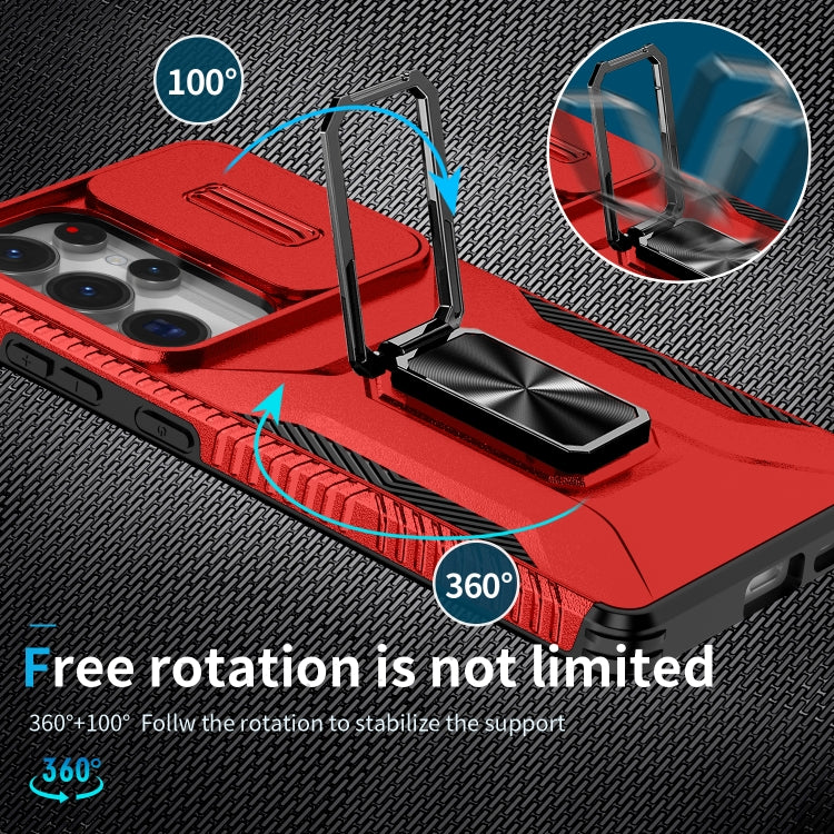 For Samsung Galaxy S25 Ultra 5G Sliding Camshield Holder Phone Case(Red) by buy2fix