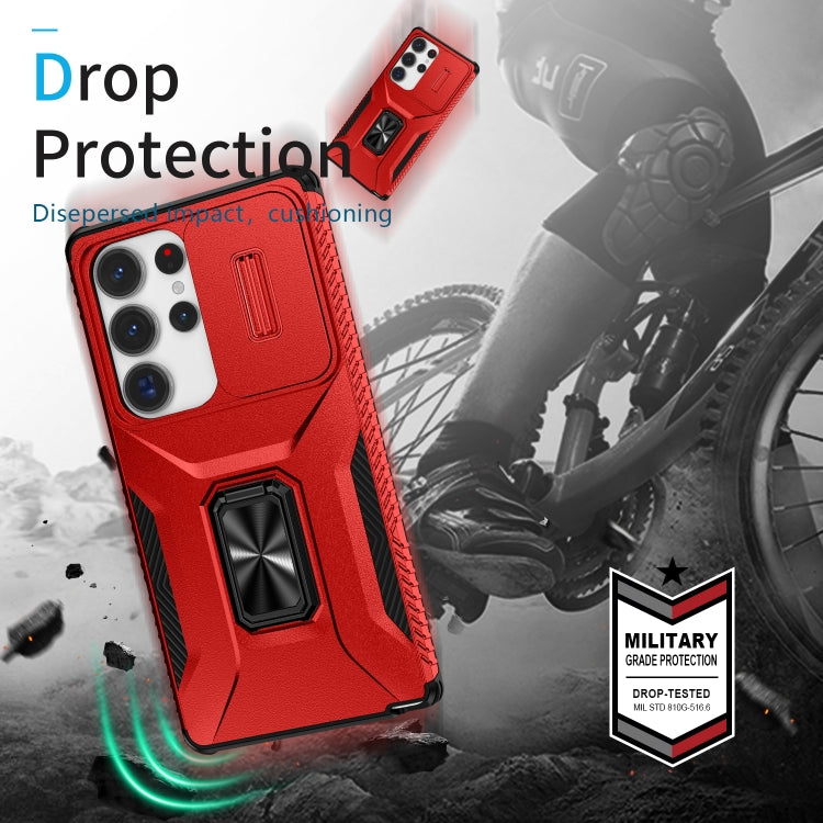 For Samsung Galaxy S25 Ultra 5G Sliding Camshield Holder Phone Case(Red) by buy2fix