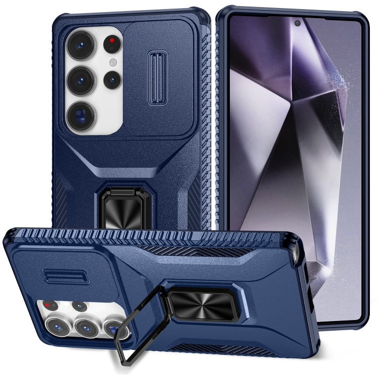 For Samsung Galaxy S25 Ultra 5G Sliding Camshield Holder Phone Case(Blue) by buy2fix