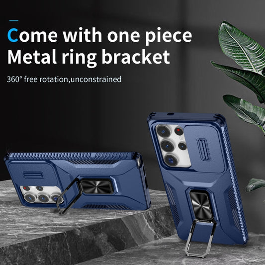 For Samsung Galaxy S25 Ultra 5G Sliding Camshield Holder Phone Case(Blue) by buy2fix