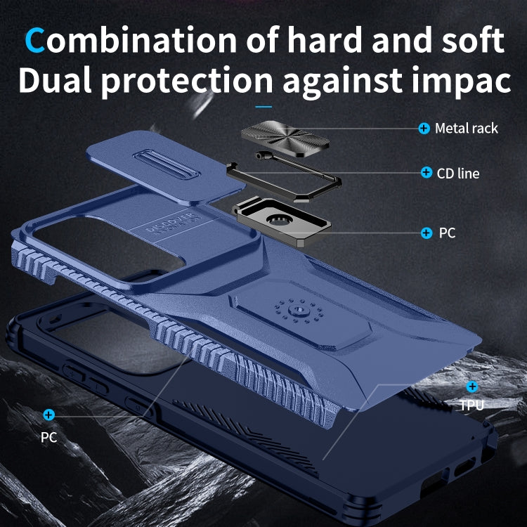 For Samsung Galaxy S25 Ultra 5G Sliding Camshield Holder Phone Case(Blue) by buy2fix
