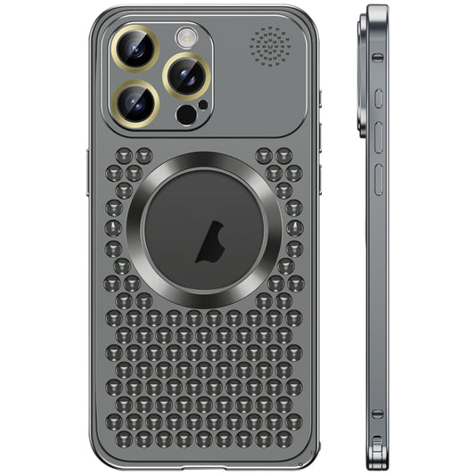 For iPhone 16 Pro Max Spring Buckle MagSafe Magnetic Metal Aromatherapy Phone Case(Black) - iPhone 16 Pro Cases by buy2fix | Online Shopping UK | buy2fix