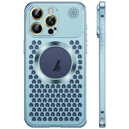 For iPhone 16 Pro Max Spring Buckle MagSafe Magnetic Metal Aromatherapy Phone Case(Blue) - iPhone 16 Pro Cases by buy2fix | Online Shopping UK | buy2fix