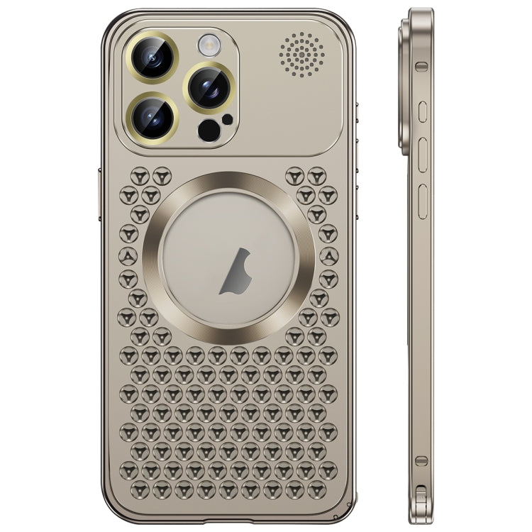 For iPhone 16 Pro Spring Buckle MagSafe Magnetic Metal Aromatherapy Phone Case(Grey) - iPhone 16 Pro Cases by buy2fix | Online Shopping UK | buy2fix