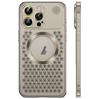 For iPhone 16 Pro Spring Buckle MagSafe Magnetic Metal Aromatherapy Phone Case(Grey) - iPhone 16 Pro Cases by buy2fix | Online Shopping UK | buy2fix