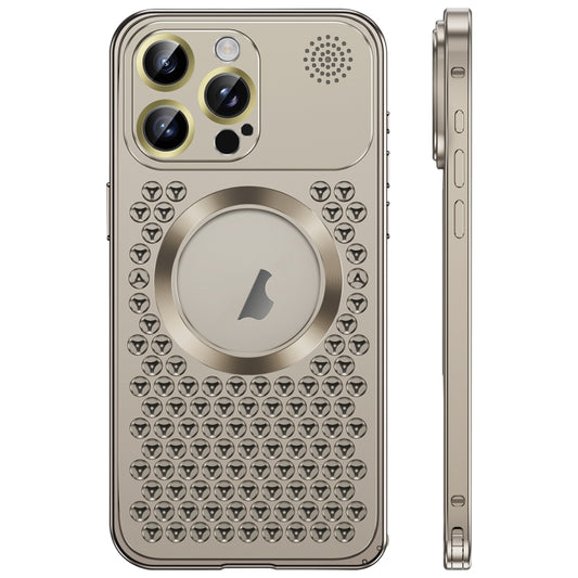 For iPhone 16 Pro Spring Buckle MagSafe Magnetic Metal Aromatherapy Phone Case(Grey) - iPhone 16 Pro Cases by buy2fix | Online Shopping UK | buy2fix