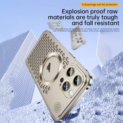 For iPhone 16 Pro Spring Buckle MagSafe Magnetic Metal Aromatherapy Phone Case(Grey) - iPhone 16 Pro Cases by buy2fix | Online Shopping UK | buy2fix