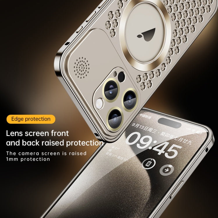 For iPhone 16 Pro Spring Buckle MagSafe Magnetic Metal Aromatherapy Phone Case(Grey) - iPhone 16 Pro Cases by buy2fix | Online Shopping UK | buy2fix