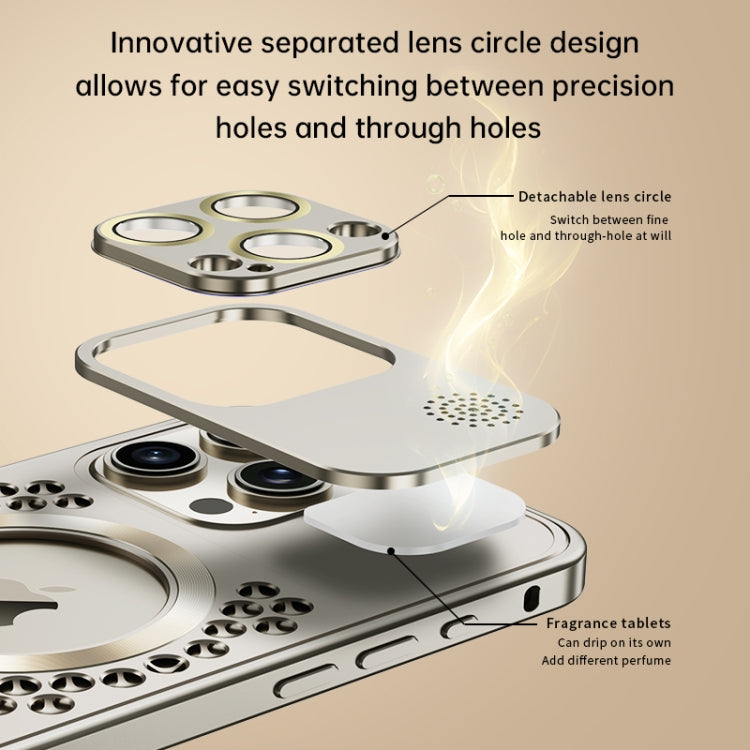 For iPhone 16 Pro Spring Buckle MagSafe Magnetic Metal Aromatherapy Phone Case(Purple) - iPhone 16 Pro Cases by buy2fix | Online Shopping UK | buy2fix